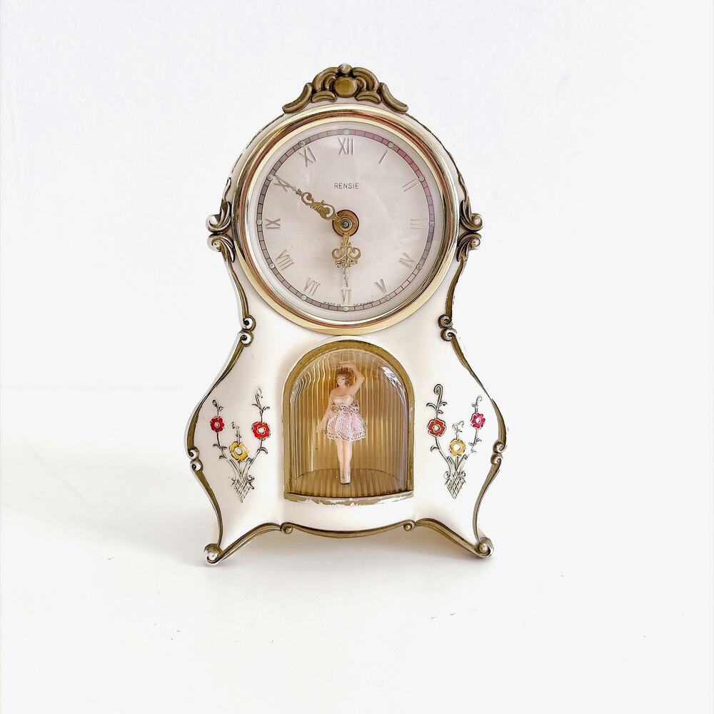 VINTAGE 1950S RENSIE DANCING BALLERINA ALARM CLOCK AND MUSIC BOX - TESTED